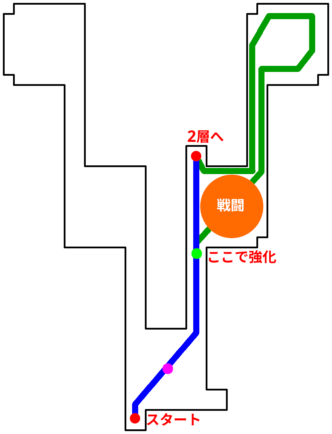 オデシー・シェオルB1層の釣りルートマップ
